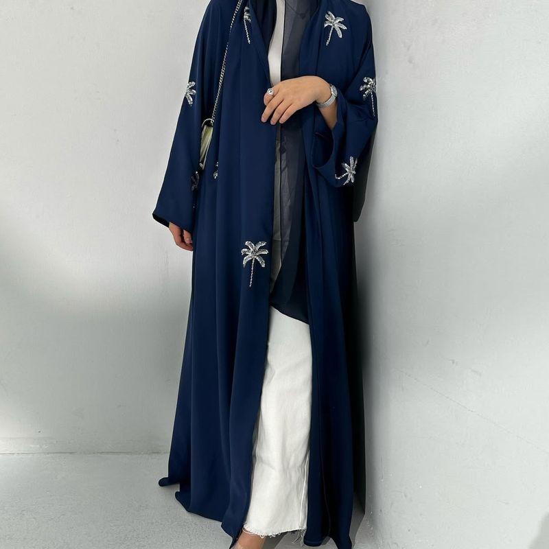 New Middle East Embroidery Robe Long Sleeve Cardigan Robe Dress Embroidered Cardigan Dress