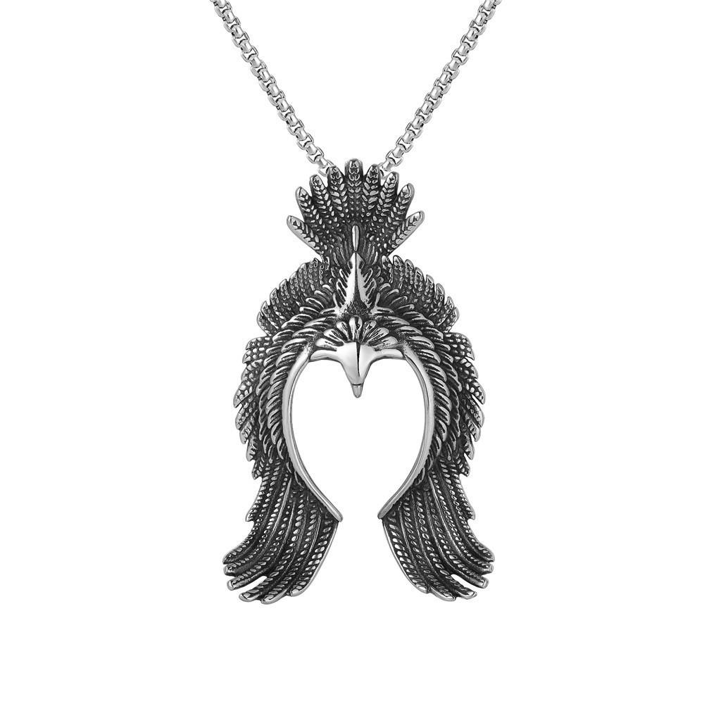 Personalized Retro Angel Wings Men's Titanium Steel Pendant Necklace