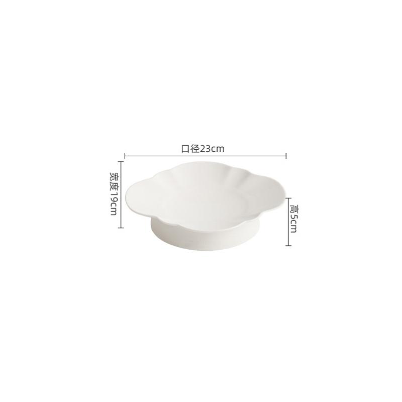 Pure White Flower Shaped High Footed Plate Ceramic Dessert Plate Sushi Plate Dim Sum Dish Molecular Cuisine Specialty Tableware
