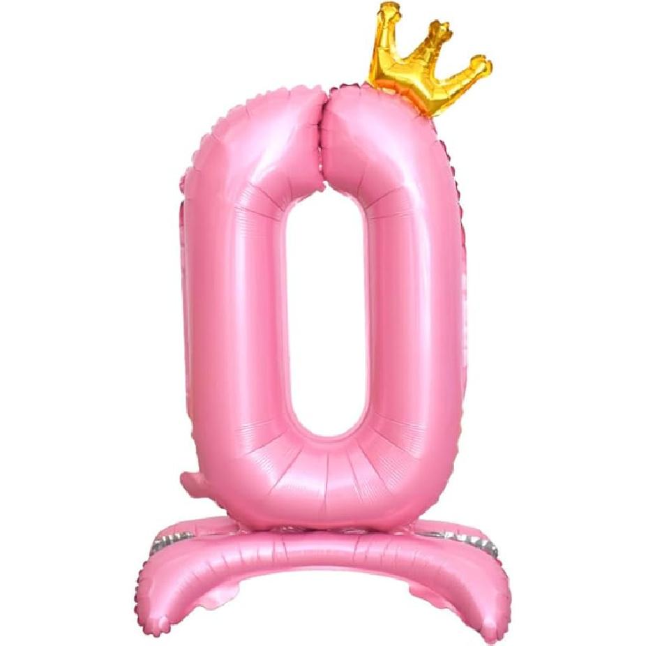 DIWULI Self Standing Number Balloons Pink - Large Number 5 Balloon, 36 inch Big Pink Balloons, 5th Birthday Party Decorations Supplies Foil Balloons 0: Zero