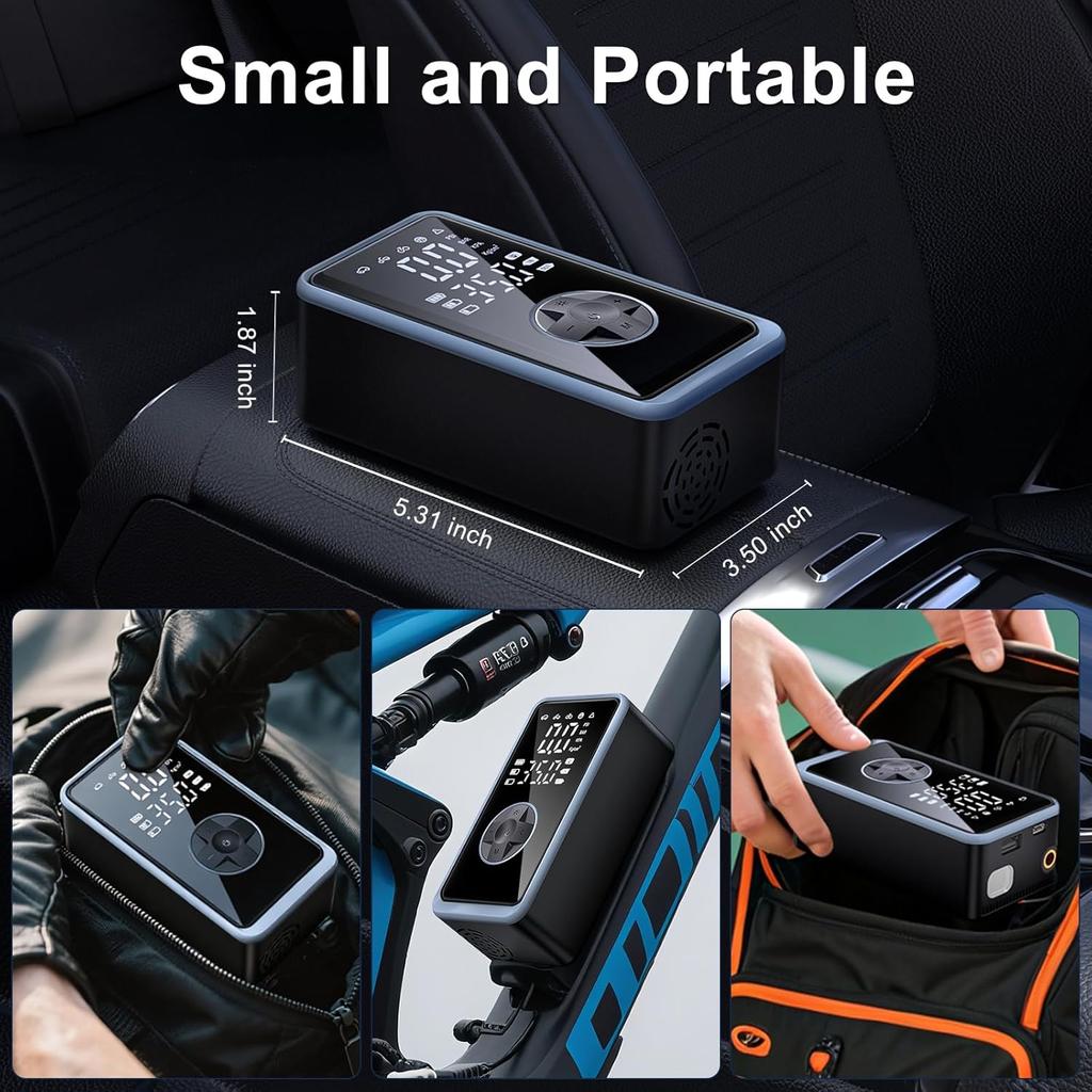Tire Inflator Portable Air Compressor - 150PSI Cordless Air Pump for Car Tires, Portable Tire Inflator for Car, Air Compressor with Pressure