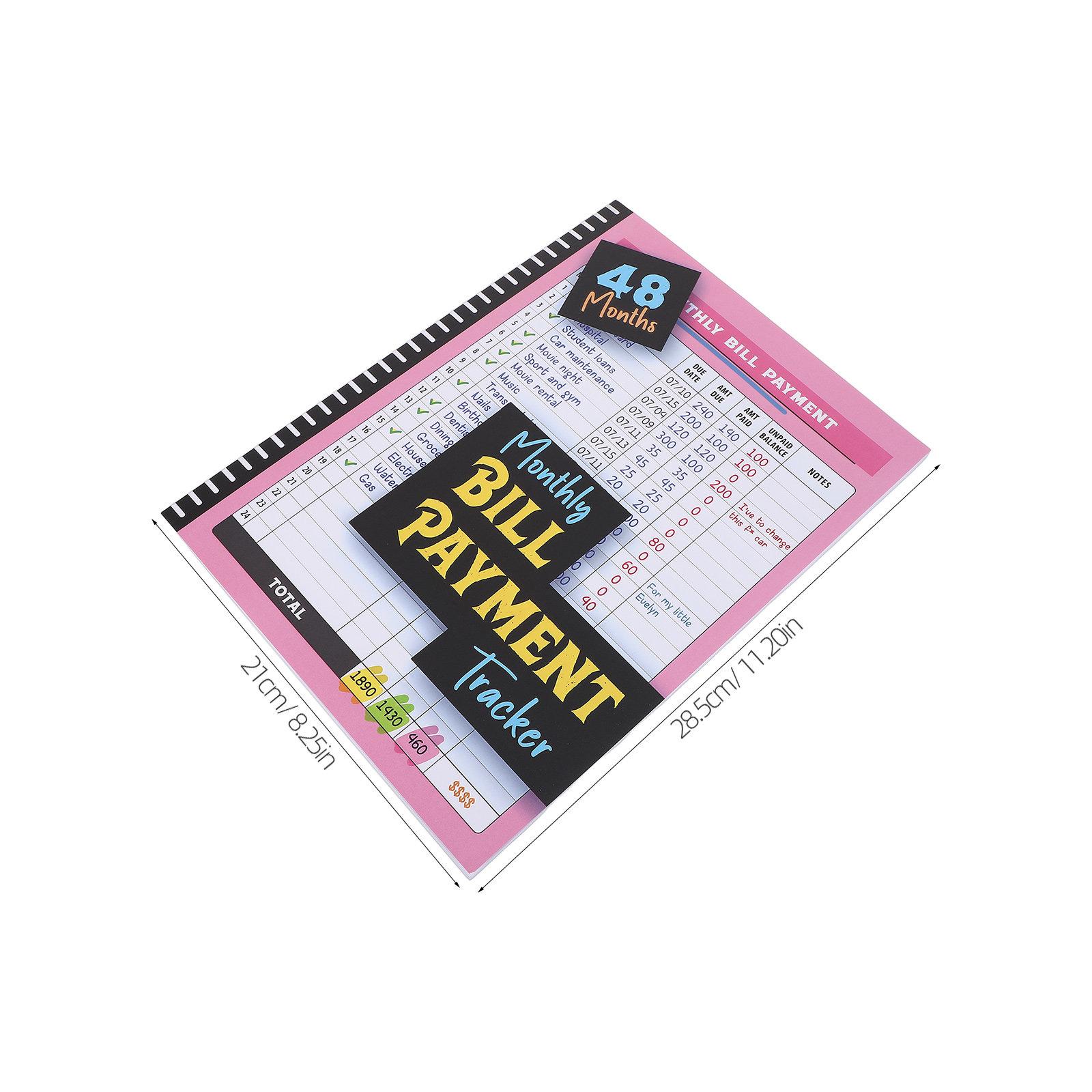 Monthly Bill Payment Tracker Notebook 48-Month Pink Detailed Budget Planner Bill Organizer Finance Tracker Monthly Expense