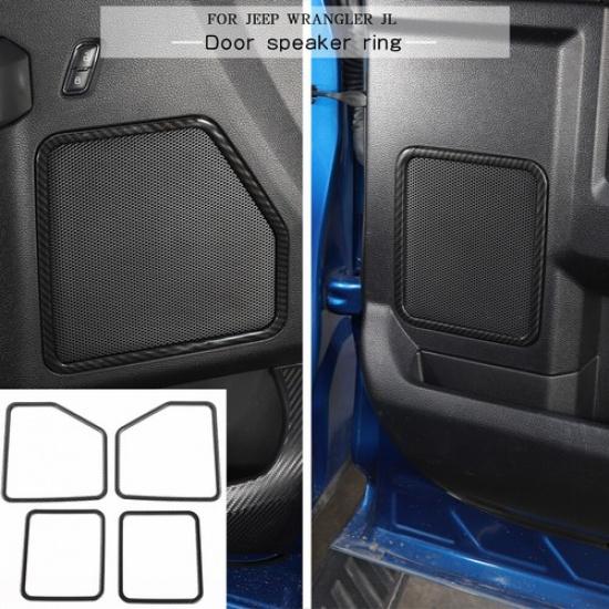 Carbon Fiber Front & Rear Door Speaker Cover Frame Trim Kit for Ford F150 15-19