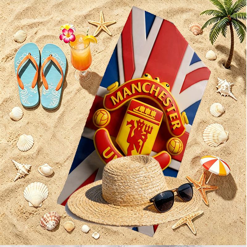 Manchester Football Print Beach Towel, Versatile Lightweight Absorbent Beach Towel for Pool Surf Yoga Bathroom, Perfect Birthday Holiday Gift