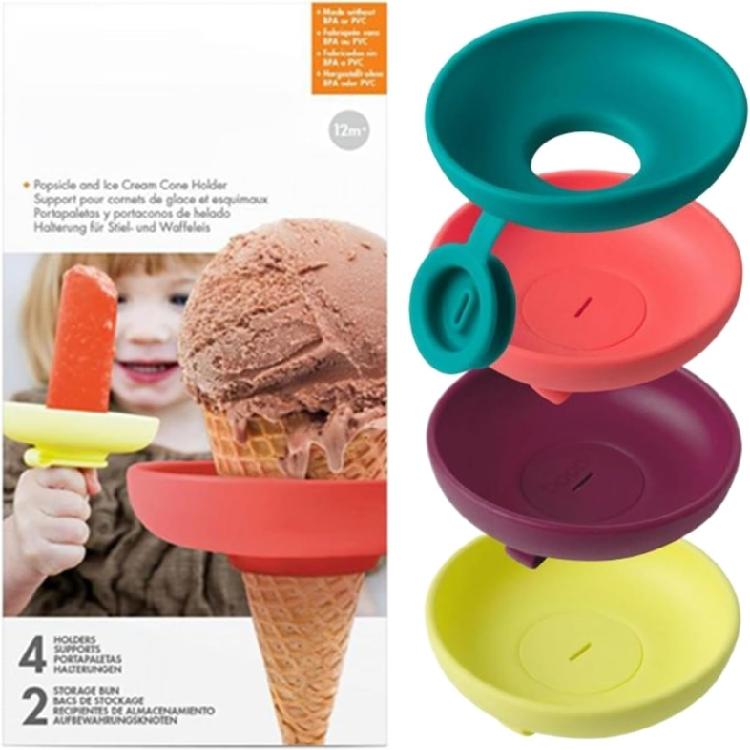 Pack of 4 Leak-Proof Cone Support Colorful Silicone Food-grade Drip-Proof Children Popsicles Rack for Home Use