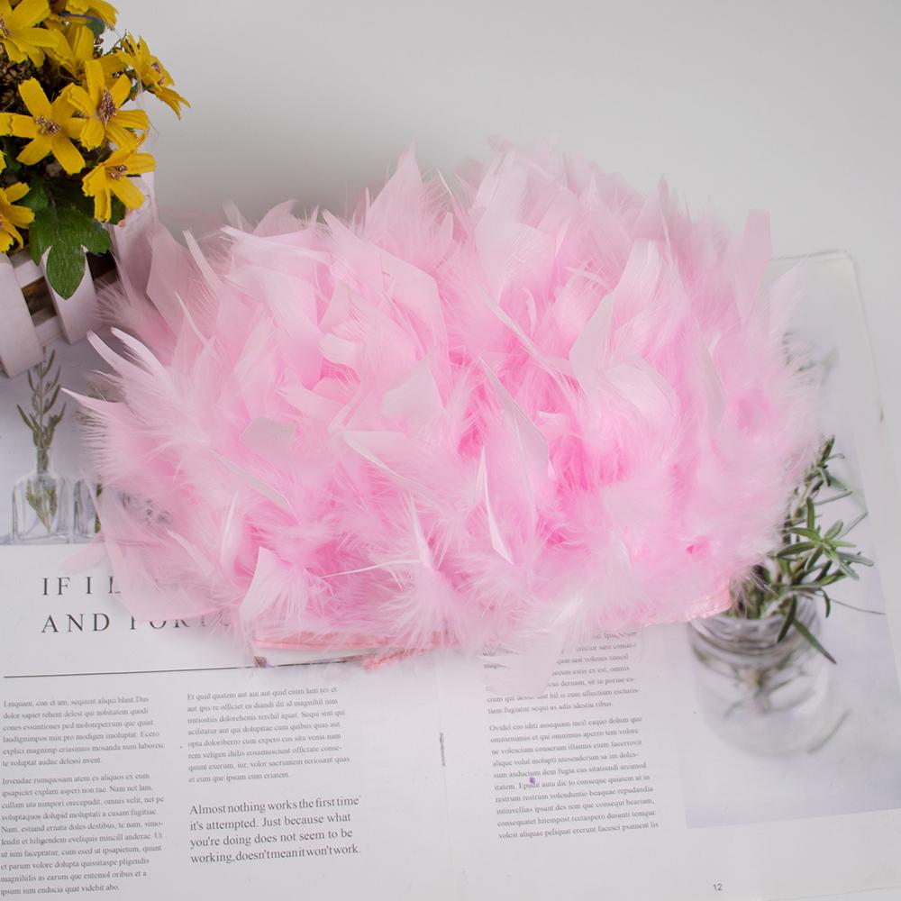 1Meters Natural Turkey Feathers Trim Height 10-15Cm Wedding Clothing Dress Decoration Diy Feather Ribbon Sewing Crafts