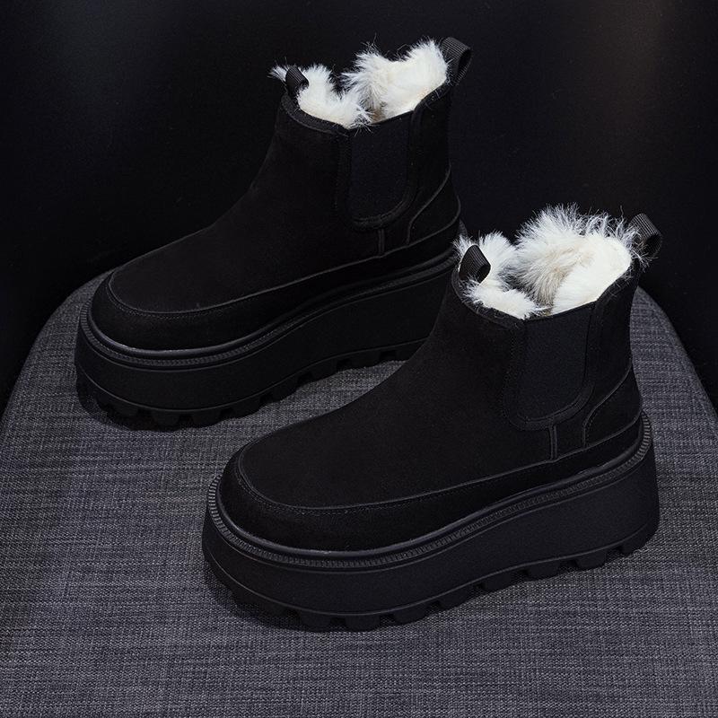 Snow Boots Women's Winter Small Thick-soled Inner Height-increasing Short Boots Cold-proof and Hairy Casual Warm Women's Boots