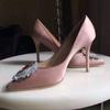 Fashion New Rhinestone Pointed High Heels Wedding Shoes Sexy Satin Women Pumps