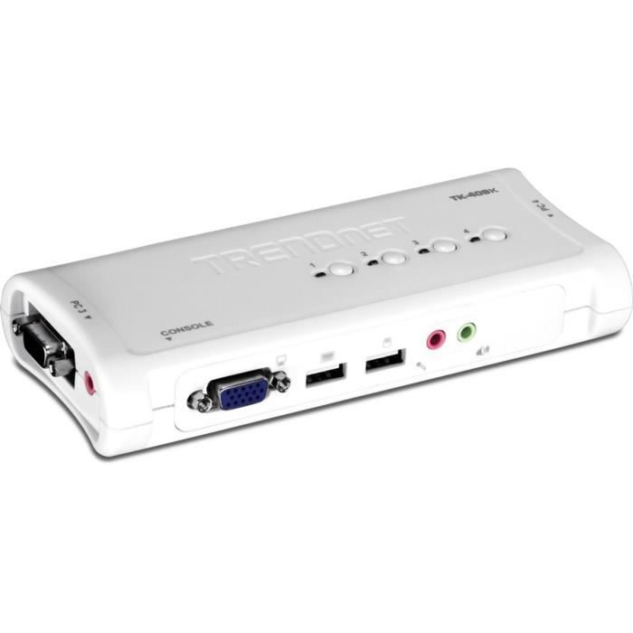TRENDnet TK-409K KVM 4 Ports VGA USB +Audio+câbles