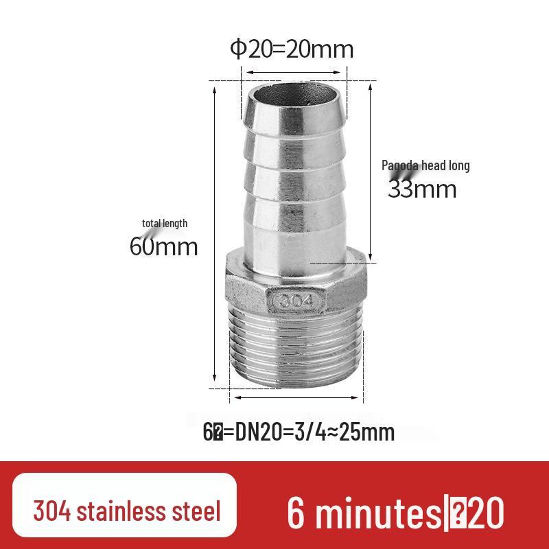 304 Stainless Steel Hex Male Thread Pagoda Fitting for Water/Air Hose