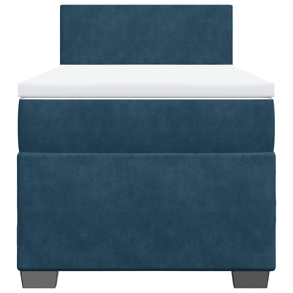 Box Spring Bed with Mattress Blue 100x200 cm Velvet