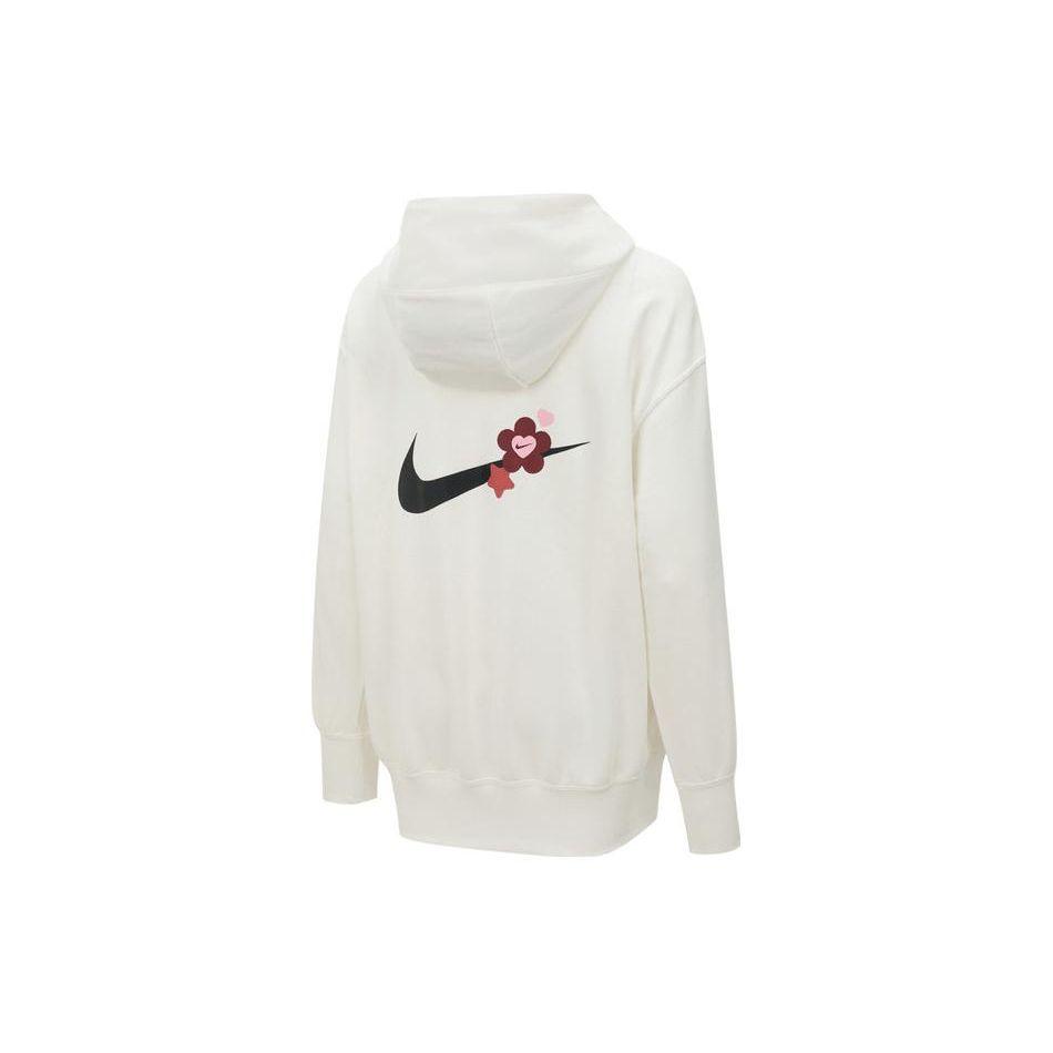 Nike Série Saint-Valentin AH24 Sweat à capuche floral brodé avec grand logo Tops pour femmes Blanc HF1135-133