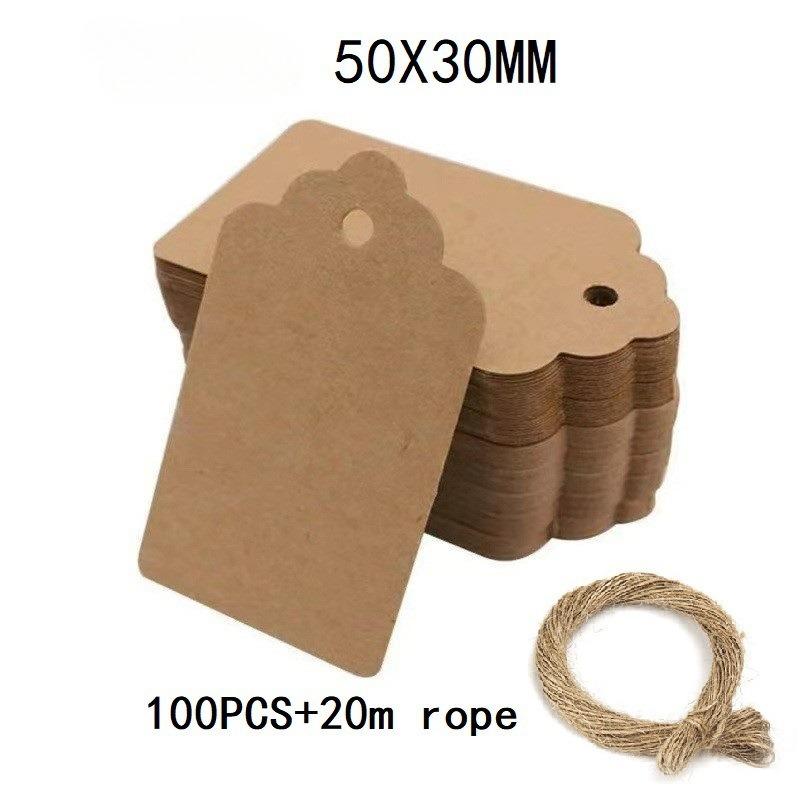 100pcs Kraft Paper Gifts Tags Thank You Celebrating Labels Handmade Wedding Party Decoration Packaging Hang Paper Party Supplies