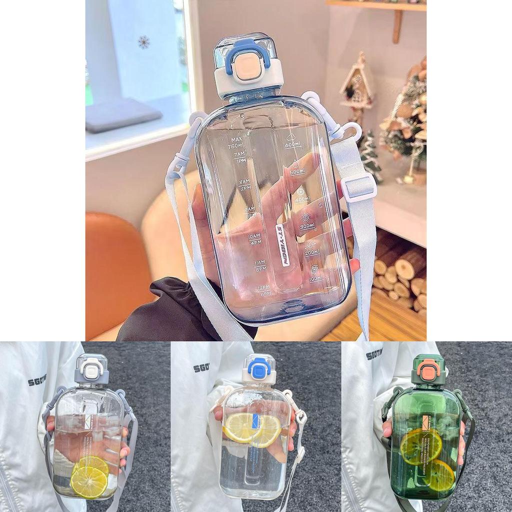 Flacher Typ Raumbecher mit Riemen Outdoor-Sport Wasserflasche für junge Erwachsene