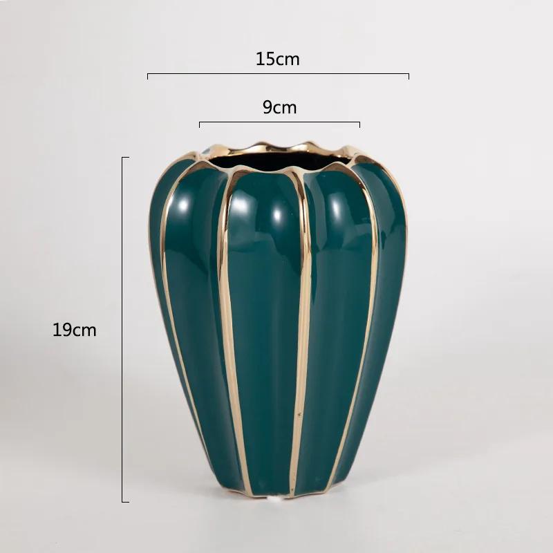 Luxury and High-end Gold Painted Ceramic Vase Flower Arrangement Simulation Living Room Decoration Home Decoration TV Cabin