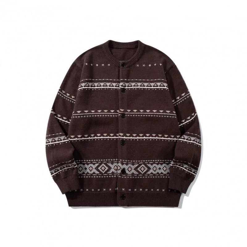 Cárdigan de Punto Fair Isle Unisex para Adolescentes - Ajuste Holgado Mezcla de Acrílico Ropa Casual