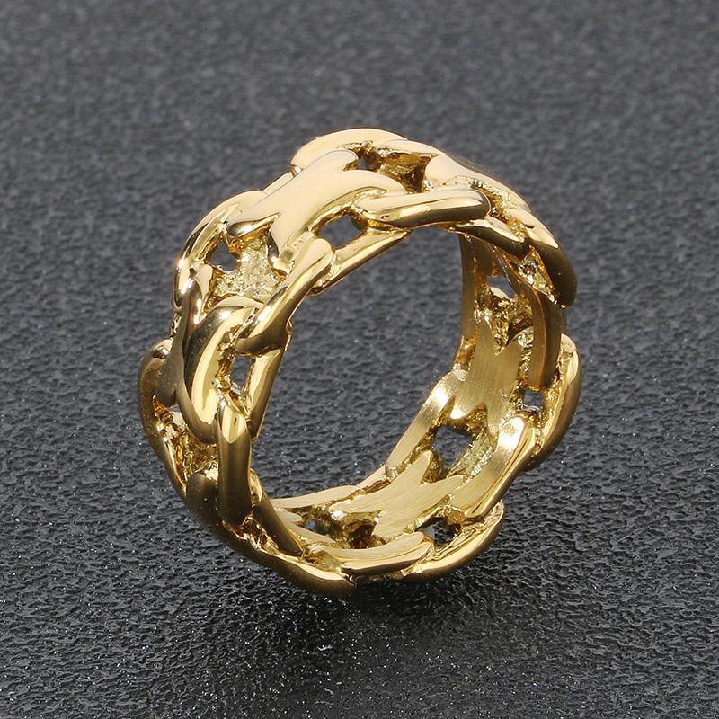 11MM 316L Stainless Steel Finger Rings for Men Punk Personalized Male Charms Cuban Chain Ring Cocktail Party Jewelry Gift