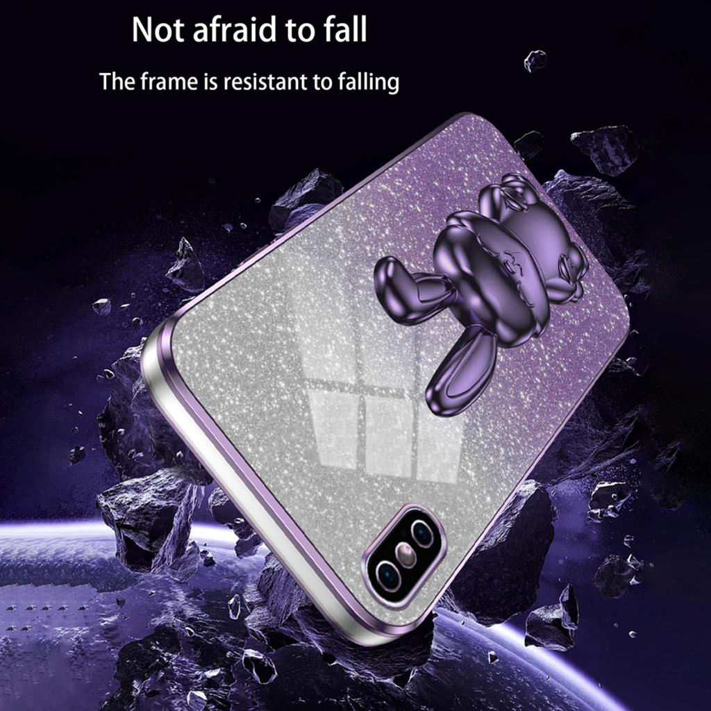 For iPhone XS Max Pull-out Kickstand Phone Cover Fall Protection Rabbit Case