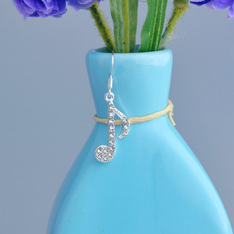 Fashion Crystal Rhinestone Music Ear Stud Earrings With Elegant Silver Finish