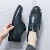 High End Brand Men's Leather Casual Shoes Trend Blue Brogue Shoes Classic New Office Men's Business Dress Shoes Thick Sole