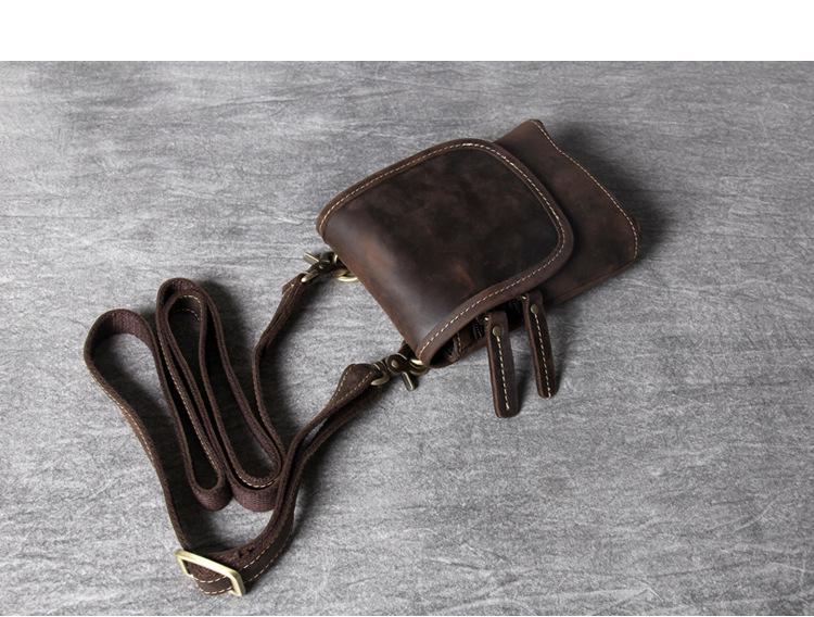 Retro Mini Leather Crossbody Bag - Men's Chest & Waist Phone Bag, Top Layer Cowhide