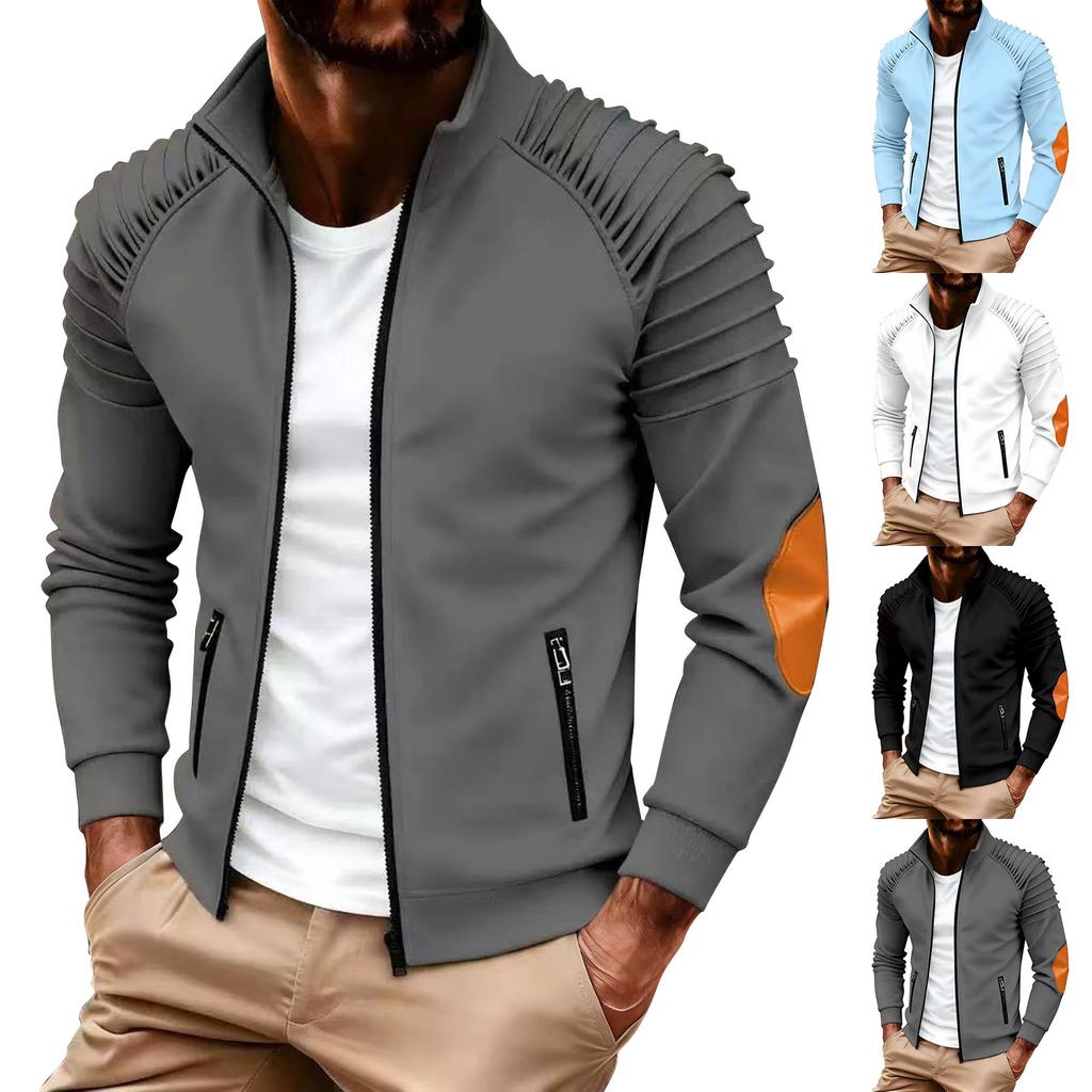 Men's Winter Solid Color Zipper Jacket Men's Casual Fashion Cardigan