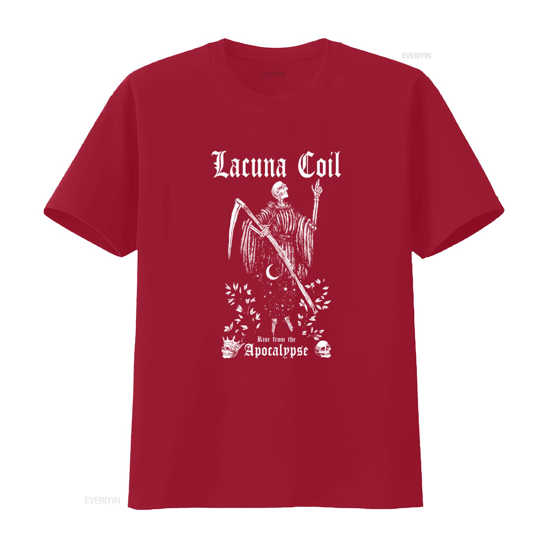 Lacuna Coil Band Artwork Black  T shirt All Sizes S to 5XL Rise from the Apocalypse Design with Grim Reaper Moon Skulls S