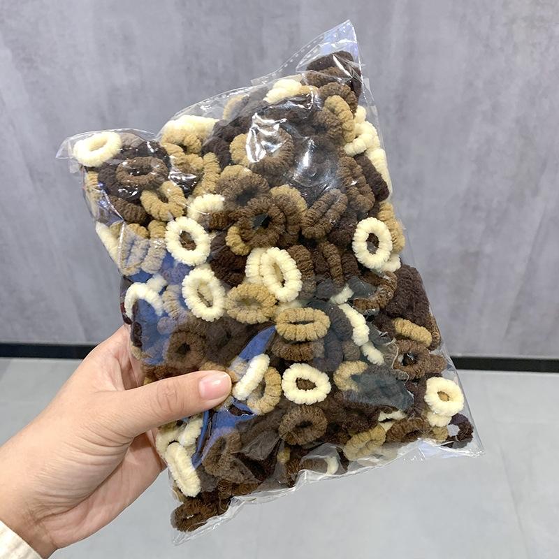 

500pcs/set Children Solid Color Grid Wave Elastic Hair Bands Baby Girls Scrunchie Rubber Bands Kid Sweet Cute Hair Accessories Coffee 500pcs