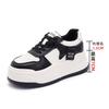 Fashion Sports Women's Shoes 2025 Autumn Height Increase Thick-soled Shallow Mouth Leather and Mesh White Shoes