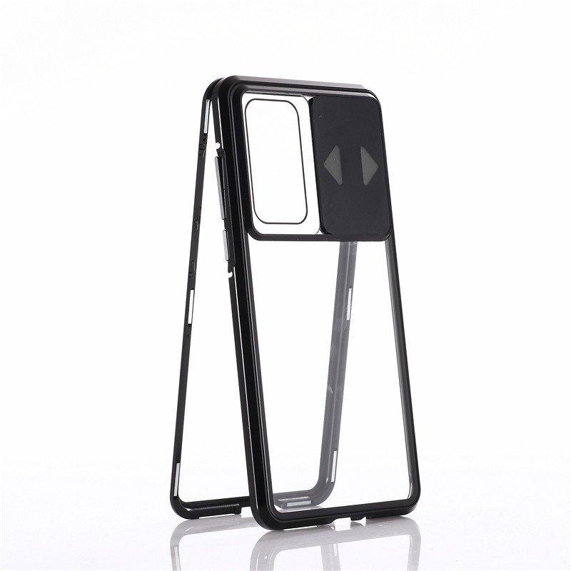 Wozinsky 360° Magnetic Cam Slider Case with Screen Glass & Camera Protection for Huawei P40 - Black