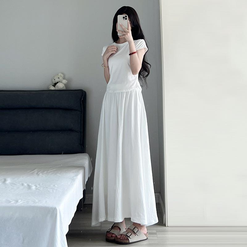 Ice Silk Skirts and Pants Anti Glare Women's Thin Pleated A-line Satin Skirt High Waisted Drape Wide Leg Pants Skirt Summer