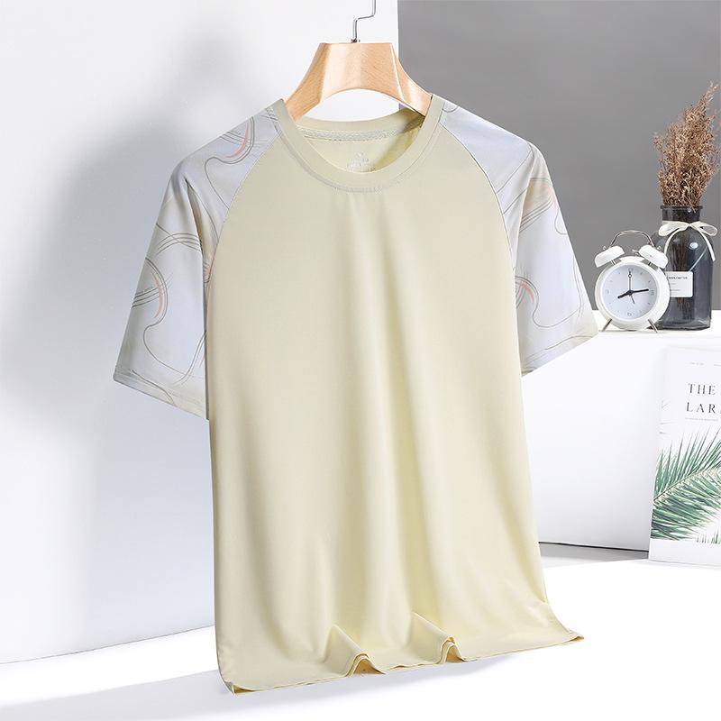 Sports and Leisure Men's Running Speed Dry Clothes Sweat Wicking Ice Feeling Summer Ice Silk Short Sleeved Fitness Clothes T-shirt