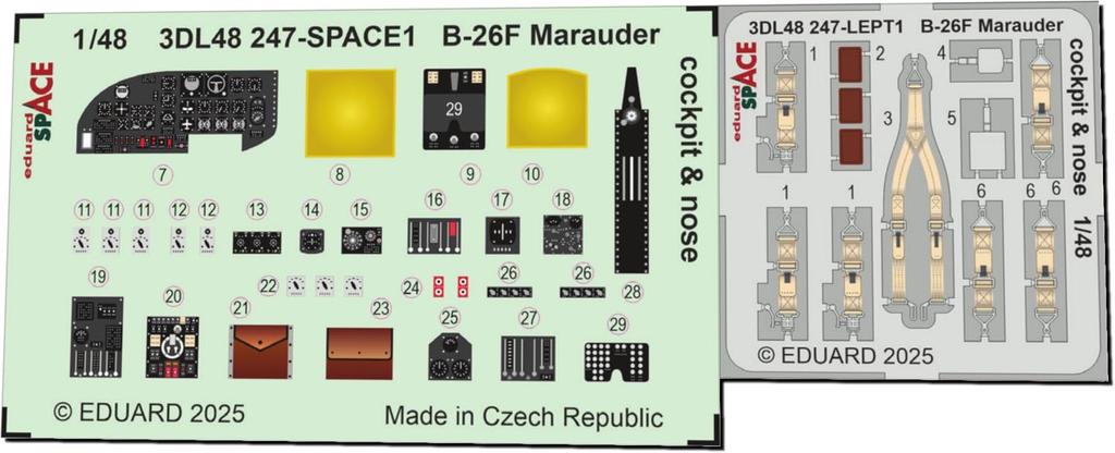 Eduard 1/48 Space B-26F Marauder Interior 3D Decal with Etching Parts Set (for ICM) Plastic Model Decal EDU3DL48247 (Airplane)