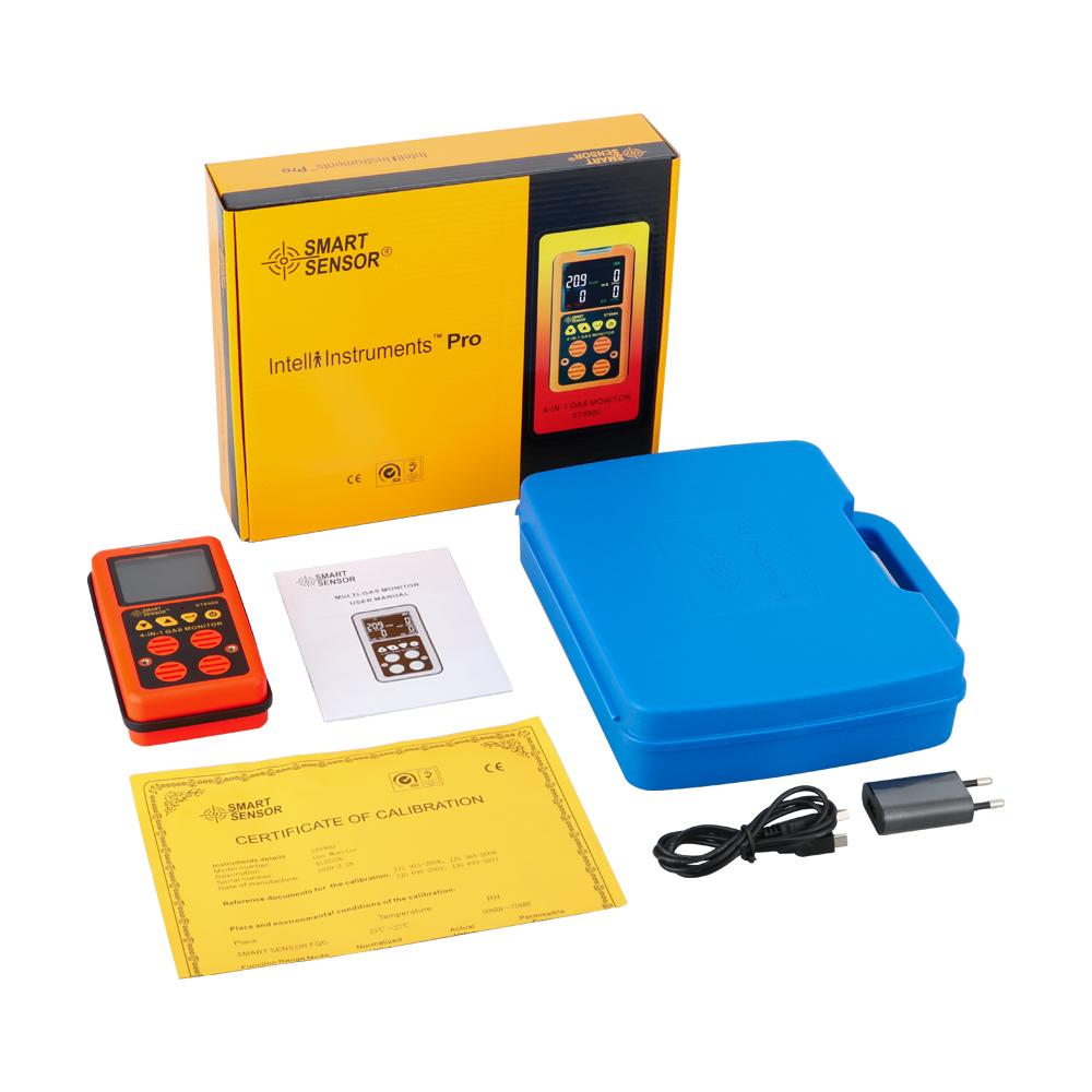 4 in 1 Multi Gas Detector Gas Monitor Oxygen O2 Hydrogen Sulfide H2S Carbon Monoxide CO Combustible Gas LEL Gas Analyzer Meter
