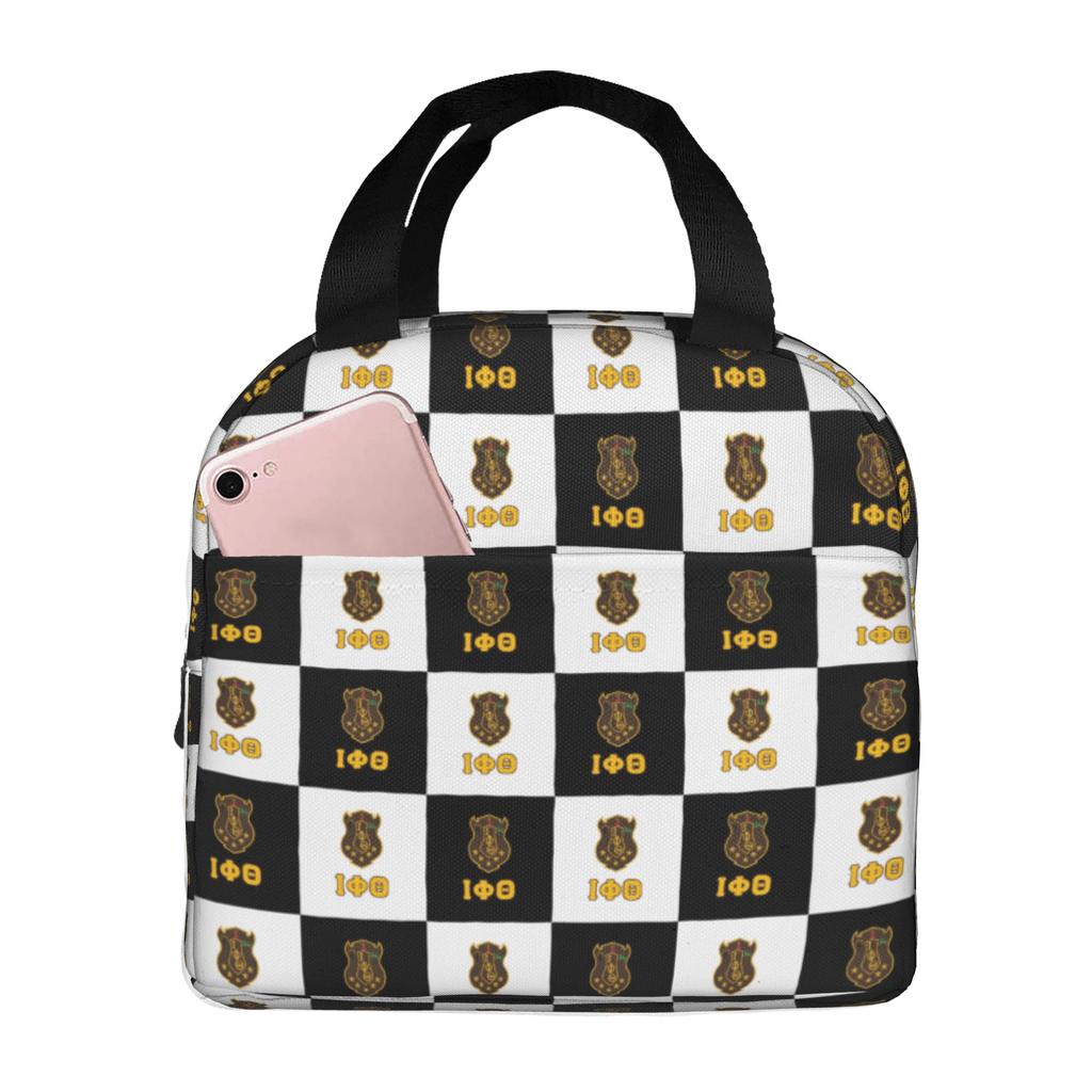 IPT Checkered Plaid African American Fraternity Insulated Lunch Bag for Portable Iota Phi Theta 1963 Thermal Cooler Bento Box