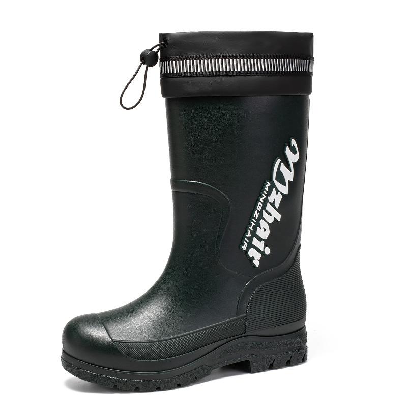 

Мужская теплая и нескользящая водонепроницаемая резиновая обувь для дождя, носимая поверх средней длины, и резиновая обувь нескользящая осенью и зимой. 44