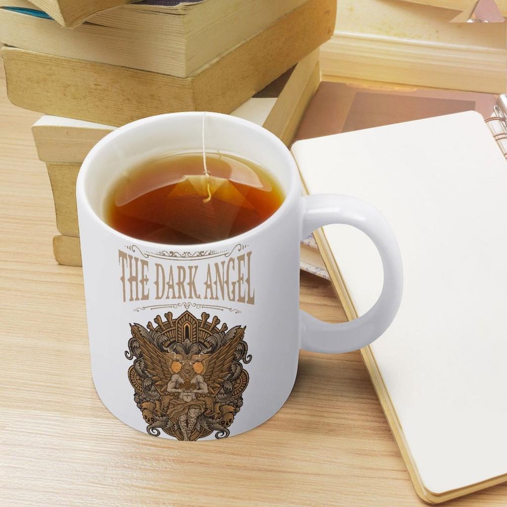 11oz White Ceramic Cup with Smooth Grip and Double-Sided Print, Heat-Resistant and Ideal for Daily Home or Office Use