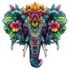 Elephant With Flowers Wooden Puzzle Irregular Small Animal Pieces Flat Wooden Puzzle