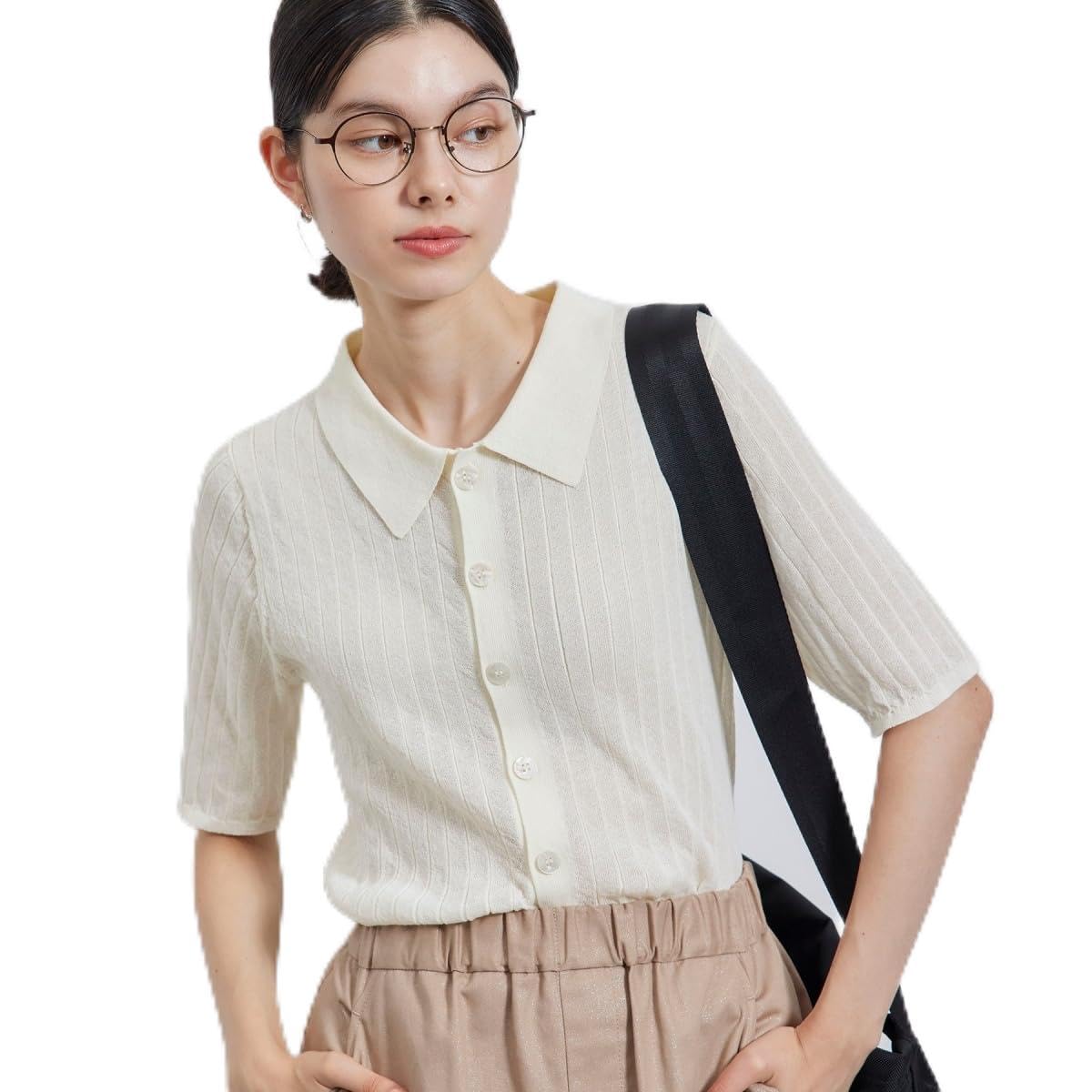 

ROPE PICNIC Полупрозрачное поло с коротким рукавом, женское GDM54210, Молочно-белый (15)