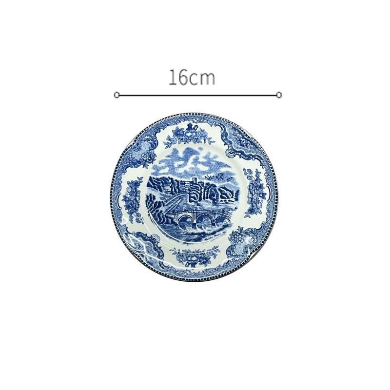 European Ceramic Plate Dining Room Desktop Western Steak Dish Retro Lace Pattern Fruit Salad Plates Home Kitchen Tableware