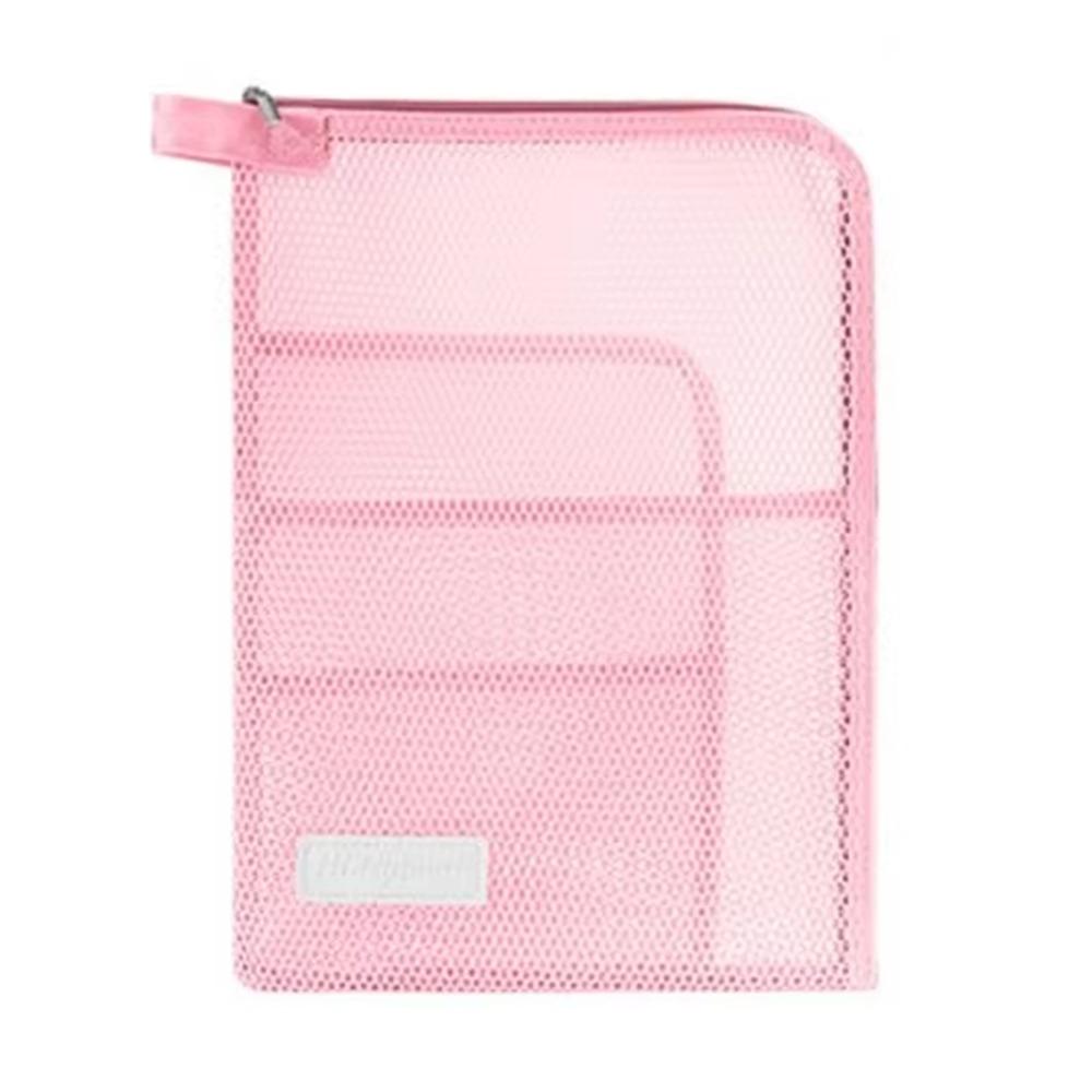 Large Opening Portable Mesh File Folder Small Handle 4 Layers Document Folder Bag Breathable Zipper Paper Document Handbag розовый 1960₽