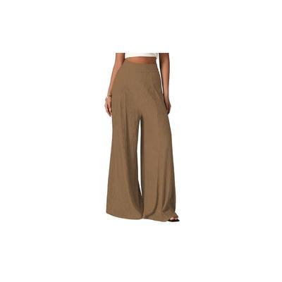 Shasmi WomenS Elegant High Waist Wide Leg Pants Textured Solid Loose Fit Long Trousers Casual Beach & Air