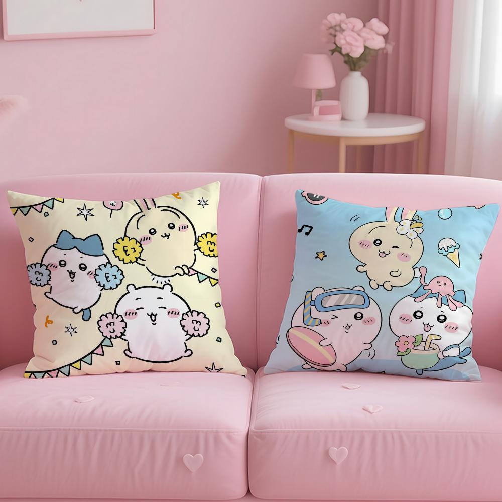 Cute Chiikawa Pillow Case Short Plush Double-Sided Printing Home Machine Washable In Warm Winter Cushion Cover