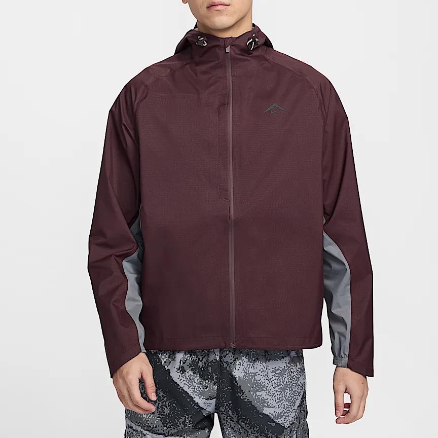 Nike Trail Series Storm-Fit Adv Casual Minimalist Hooded Hard Shell Hiking Waterproof Windproof Breathable Jacket Men Jacket Burgundy Black FZ1085-652