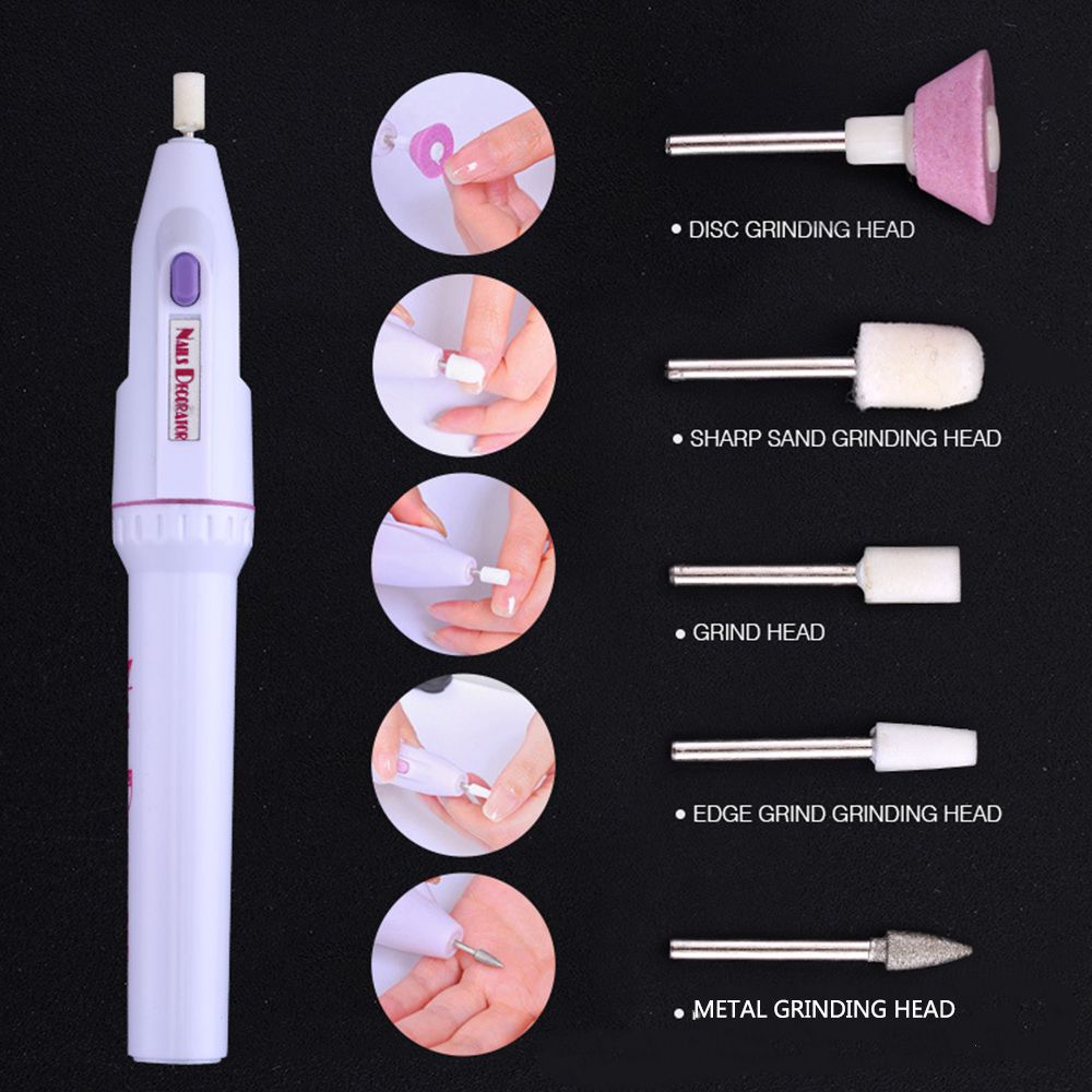 Módní vrtačky Přenosná sada elektrických pilníků na nehty Štětce na nehty pro manikúru Pilníky na nehty