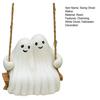 Halloween Couple Ghost Swing Statue Resin White Ghost Swinging Figurine Cute Ghost Sculpture for Garden Patio Yard Decor