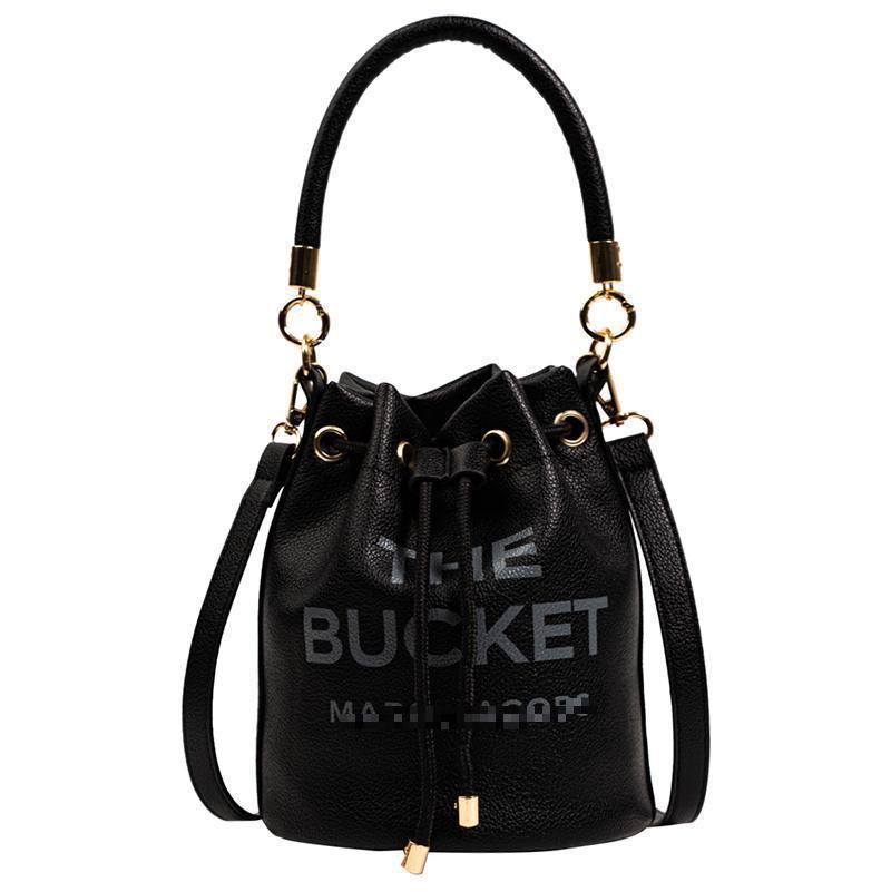 ROBINE Leren Emmer Tas, 20x18x9cm Enkele Schouder Crossbody Tas met Meerdere Binnenvakken zwart