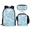 Trendig Beliebt Neuheit Lustig Schmetterling 3D-Druck 3 Stück/Set Schüler Schultaschen Laptop Tagesrucksack Rucksack Lunchtasche Federmäppchen