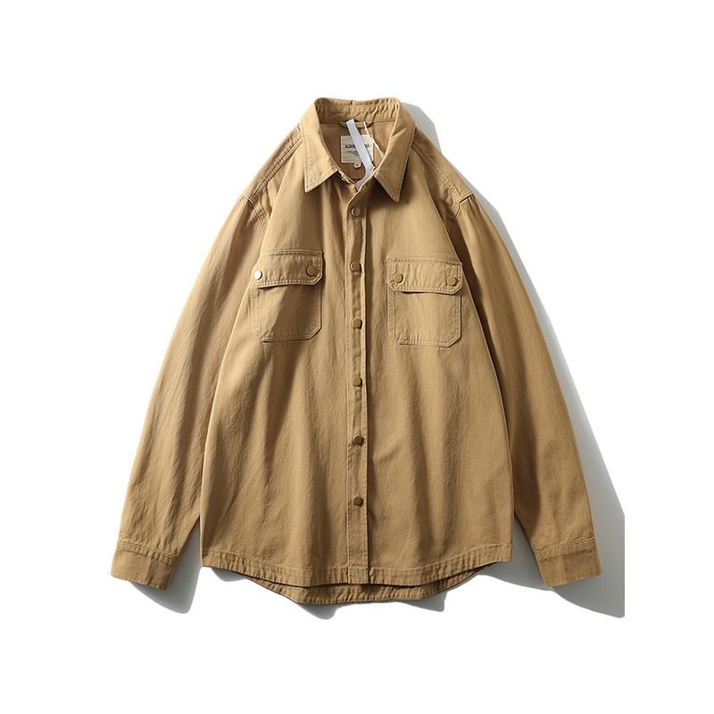Amekaji American vintage Cotton Casual Cargo Shirts Men's Long sleeve Multi-pockets Outerwear Foreign Trade Men's Shirt
