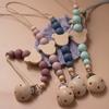 Non-Toxic Baby Wooden Pacifier Chain Silicone Bead Dummy Nipple Holder Guard Teether Pendant Newborn Gift Clip Chain Babies Accessories